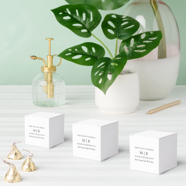Modern Minimalist Monogram or Add Logo Business Favor Box (Multiple)