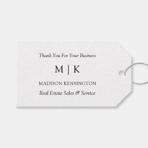 Modern Minimalist Monogram or Add Logo Business Gift Tags