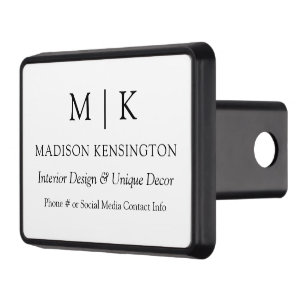 Modern Minimalist Monogram or Add Logo Business Trailer Hitch Cover