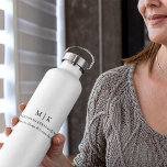 Modern Minimalist Monogram or Add Logo Business Water Bottle<br><div class="desc">Modern Minimalist Drink Water Bottle. Black & White or choose your custom colours. Perfect for small business, company brands, self employed, caterers, bakeries, coffee cafes, restaurants, customer advertising and more. Easy to personalize with your monogram initials, business name and information, job title, slogan or even add your logo or personal...</div>