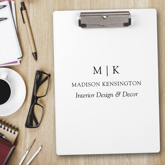 Modern Minimalist Monogram or Add Logo Clipboard (Edit to Customize text, colors and more)