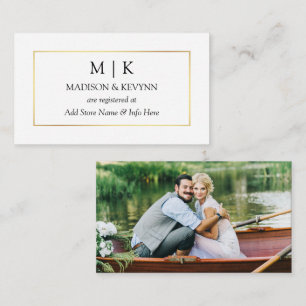 Modern Minimalist Monogram Photo Wedding Registry Enclosure Card
