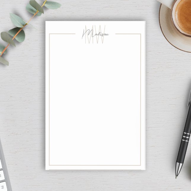 Modern Minimalist Monogram Post-it Notes (Modern Minimalist Monogram Post-it Notes by MINTIC DESIGN STUDIO)