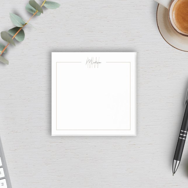 Modern Minimalist Monogram Post-it Notes (Modern Minimalist Monogram Post-it Notes by MINTIC DESIGN STUDIO)