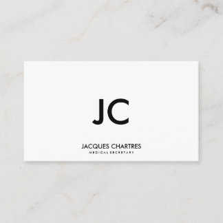 Modern Minimalist Monogram Professional White Business Card