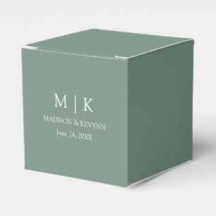 Modern Minimalist Monogram Sage Green Wedding Favor Box
