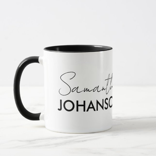 Modern Minimalist Monogram Script Name Mug (Left)