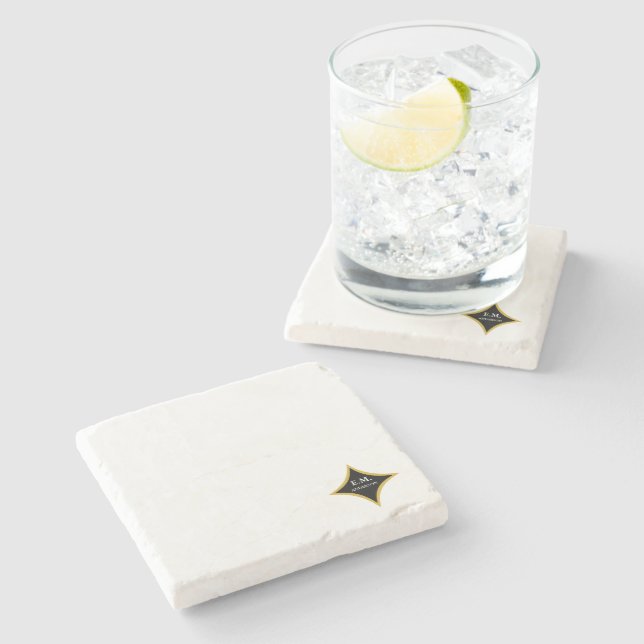 Modern Minimalist Monogram Stone Coaster (Side)