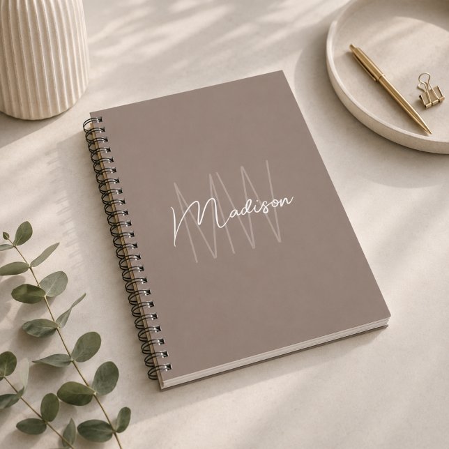 Modern Minimalist Monogram Taupe Notebook (Modern Minimalist Monogram Taupe Notebook)