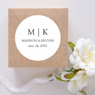 Modern Minimalist Monogram Wedding Classic Round Sticker