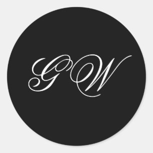 Modern Minimalist Monogram Wedding Classic Round Sticker