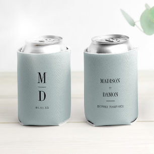 Modern Minimalist Monogram Wedding Elegant Names Can Cooler