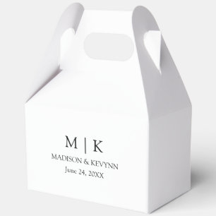 Modern Minimalist Monogram Wedding Gable Favor Box