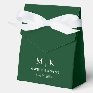 Modern Minimalist Monogram Wedding Green Favor Box