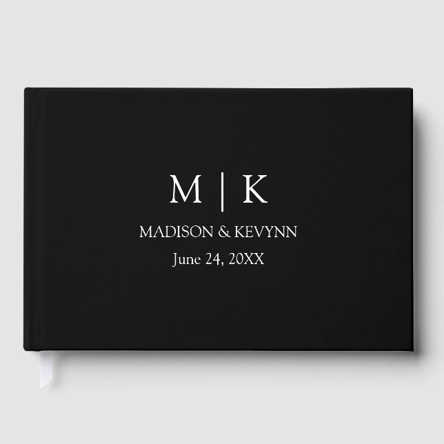 Modern Minimalist Monogram Wedding Guest Book (Front)