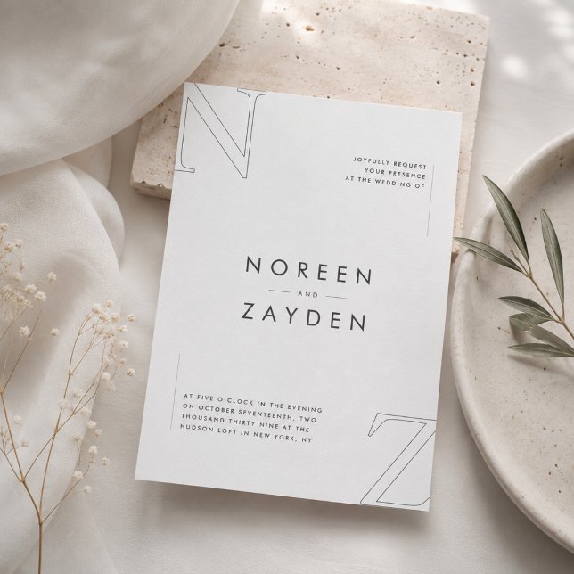 Modern Minimalist Monogram Wedding Invitation (Creator Uploaded)