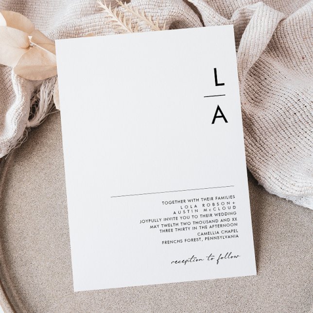 Modern Minimalist Monogram Wedding Invitation (Creator Uploaded)