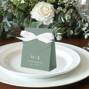 Modern Minimalist Monogram Wedding Sage Green Favor Box