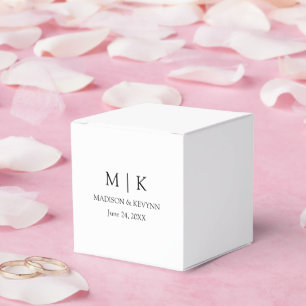 Modern Minimalist Monogram Wedding Square Favor Box