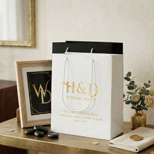 Modern Minimalist Monogram Wedding Welcome Guest Medium Gift Bag