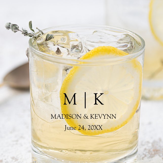 Modern Minimalist Monogram Wedding  Whiskey Glass (Several styles to choose from.)