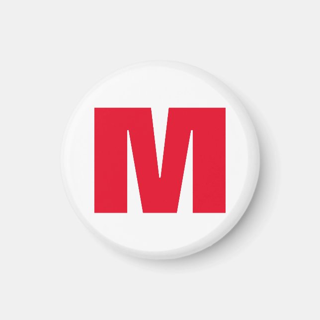 Modern Minimalist Monogram White Red Magnet (Front)