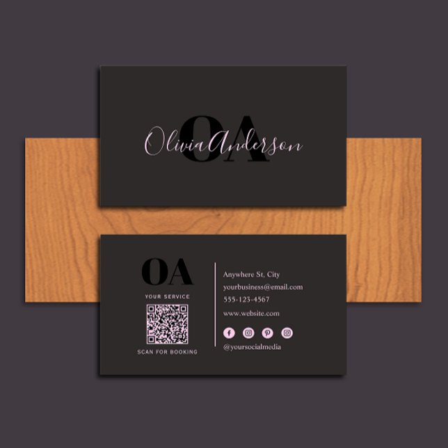 Modern Minimalist Monogram with QR Code Business Card (Creator Uploaded)