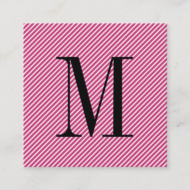 Modern Minimalist Monogram with Stripes Square Business Card (Front)