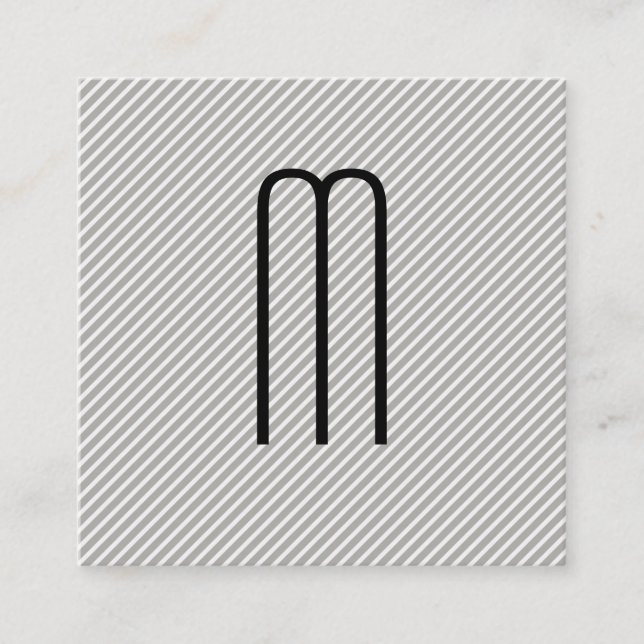 Modern Minimalist Monogram with Stripes Square Business Card (Front)