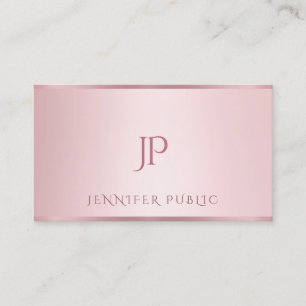Modern Minimalist Monogrammed Rose Gold Template Business Card