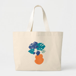Modern Minimalist Monstera Plant Large Tote Bag