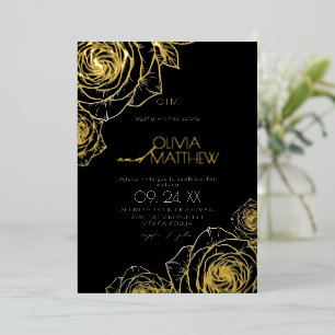 Modern Minimalist Moody Flowers Gold Rose Wedding