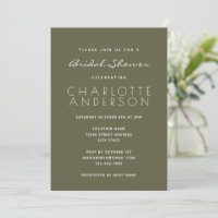 Modern Minimalist Moss Green Bridal Shower