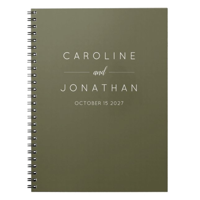 Modern Minimalist Moss Green Custom Wedding Notebook (Front)