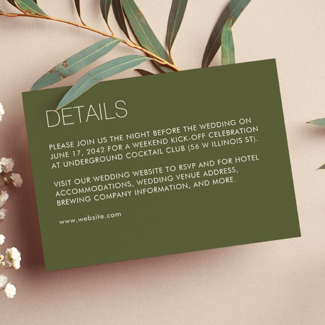 Modern Minimalist Moss Green Wedding Enclosure Card (Creator Uploaded)