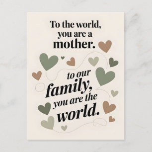 Modern Minimalist Mother's Day quote design Holiday Postcard