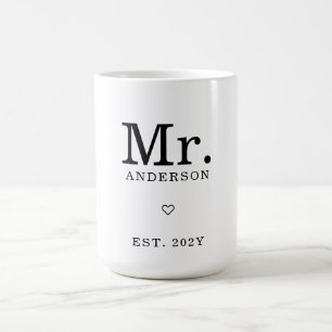Modern Minimalist "Mr. Est" Custom Name Coffee Mug