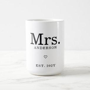 Modern Minimalist Mrs. Est Add Your Name  Coffee Mug