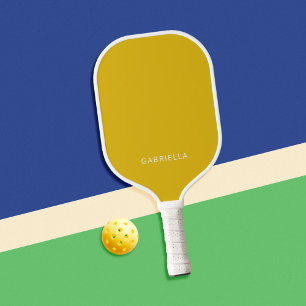 Modern Minimalist Mustard Yellow Personalized Name Pickleball Paddle