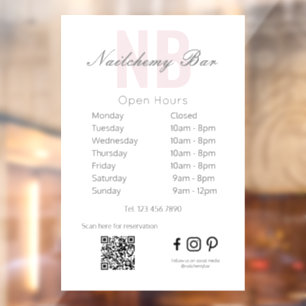 Modern Minimalist Nail Salon Open Hours Sign