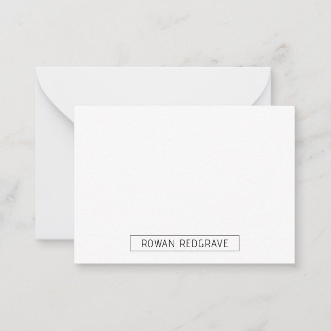 Modern Minimalist Name Flat Note Card (Front)