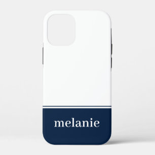 Modern Minimalist Name iPhone Case   Navy White