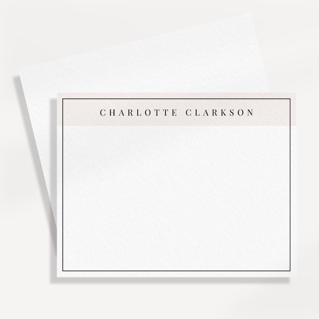 Modern Minimalist Name Note Card with Black Border (Creator Uploaded)