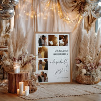 Modern Minimalist Name Photo Grid Wedding Welcome