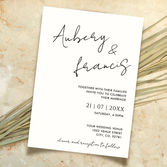 Modern Minimalist Name Script Calligraphy Black Invitation (Creator Uploaded)