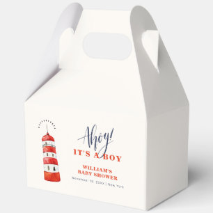 Modern Minimalist Nautical Lighthouse Baby Shower Favor Box