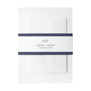Modern Minimalist Nautical Monogram Wedding Invitation Belly Band