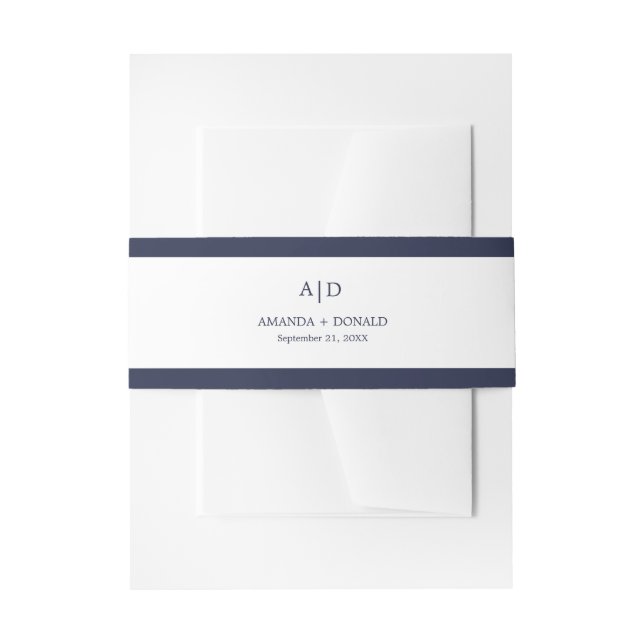 Modern Minimalist Nautical Monogram Wedding  Invitation Belly Band (Front Example)