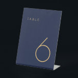 Modern Minimalist Navy and Gold Table Number Pedestal Sign<br><div class="desc">This Modern Minimalist Table Number is perfect for wedding table numbers or any table number party needs. Fully customizable! **PLEASE NOTE: To order,  simply adjust your table number and add each number to your cart separately. Then check out once you are finished.</div>
