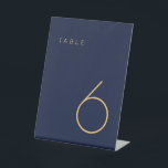 Modern Minimalist Navy and Gold Table Number Pedestal Sign<br><div class="desc">This Modern Minimalist Table Number is perfect for wedding table numbers or any table number party needs. Fully customizable! **PLEASE NOTE: To order,  simply adjust your table number and add each number to your cart separately. Then check out once you are finished.</div>